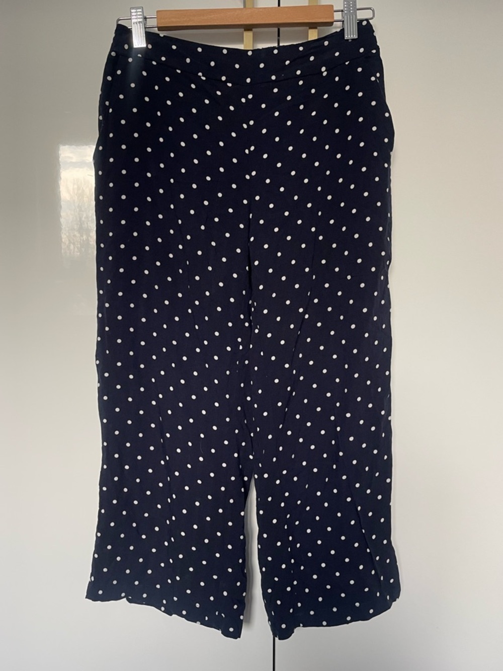 Urbanology Navy Polka Dot wide leg midi pants small